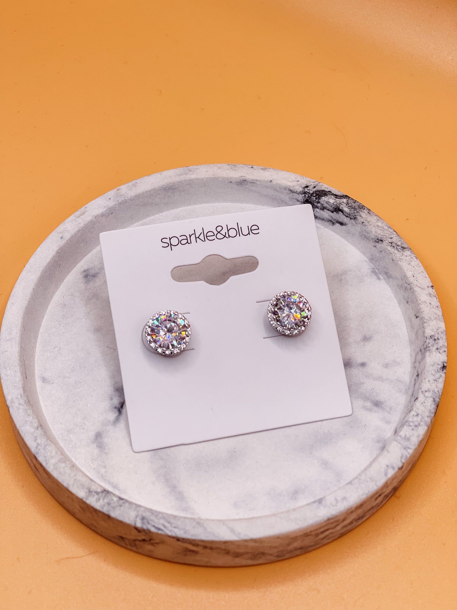 Round Cubic Zirconia Stud Earrings-Earrings-Grace & Blossom Boutique, a women's online fashion boutique located in Odessa, Florida
