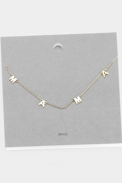 "Mama"Block Pendant Necklace-Necklaces-Grace & Blossom Boutique, a women's online fashion boutique located in Odessa, Florida