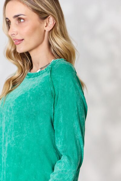 Zenana Round Neck Long Sleeve Top-Tops-Grace & Blossom Boutique, a women's online fashion boutique located in Odessa, Florida