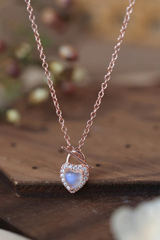 Moonstone Heart Lock Pendant Necklace-Necklaces-Grace & Blossom Boutique, a women's online fashion boutique located in Odessa, Florida