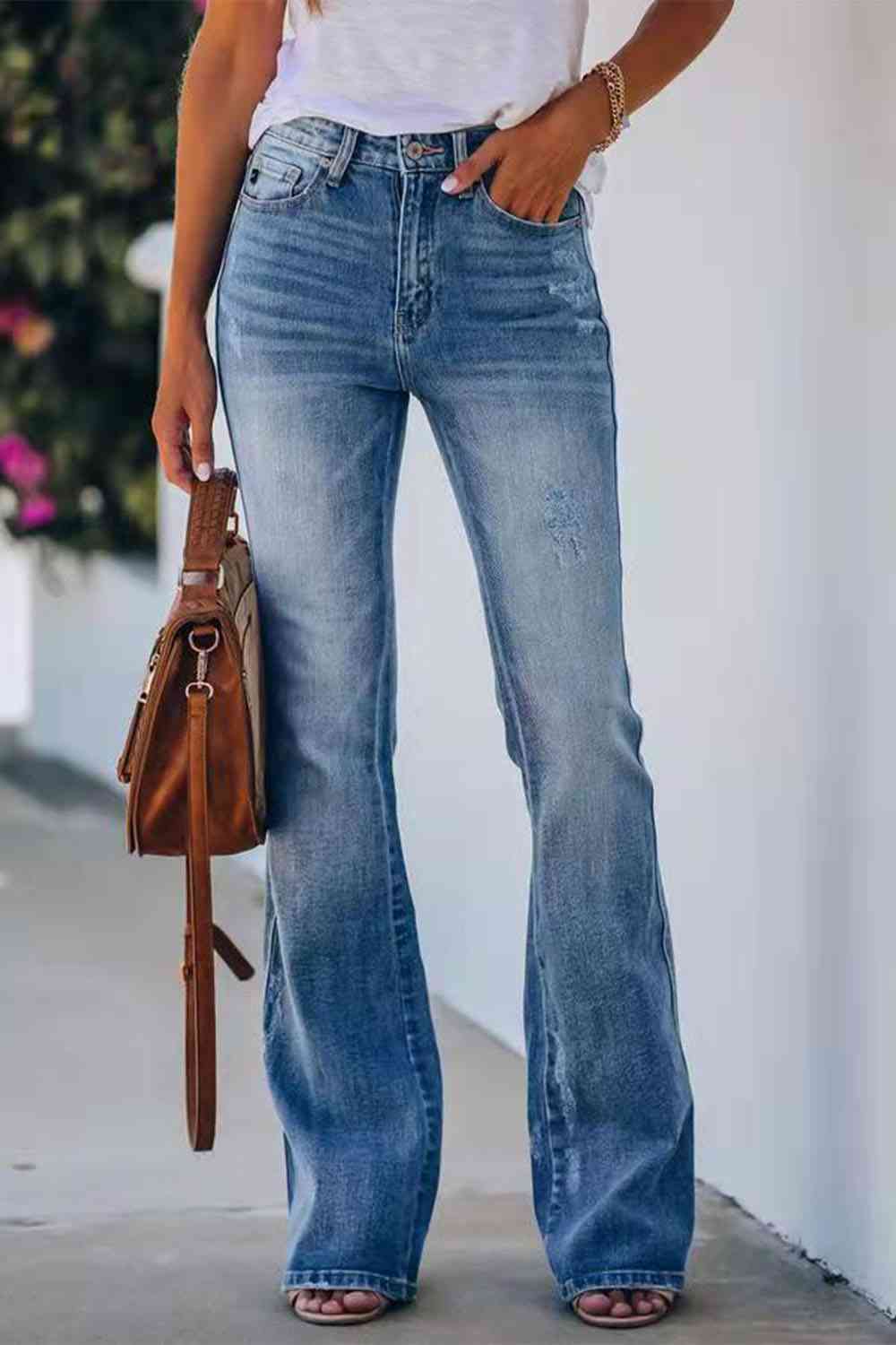 Buttoned Long Jeans-Bottoms-Grace & Blossom Boutique, a women's online fashion boutique located in Odessa, Florida