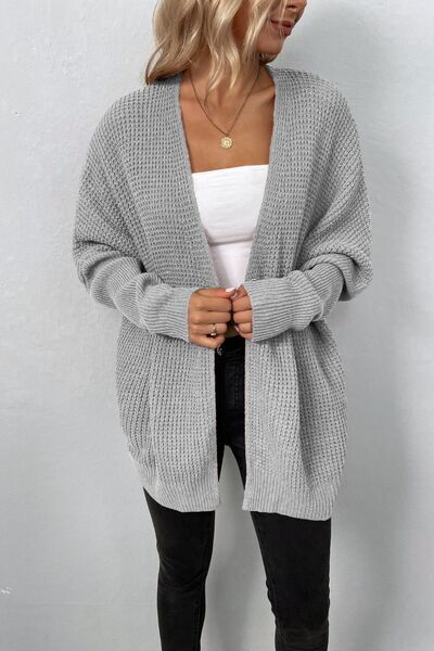 Open Front Dropped Shoulder Cardigan-Tops-Grace & Blossom Boutique, a women's online fashion boutique located in Odessa, Florida