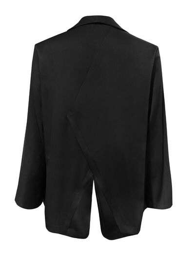 Open Front Pocketed Blazer-Tops-Grace & Blossom Boutique, a women's online fashion boutique located in Odessa, Florida