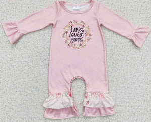 "I Am Loved” (John 3:16) Baby Romper-Kids Rompers-Grace & Blossom Boutique, a women's online fashion boutique located in Odessa, Florida
