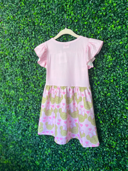 Pink & Gold Mouse Dress-Kids Dresses-Grace & Blossom Boutique, a women's online fashion boutique located in Odessa, Florida