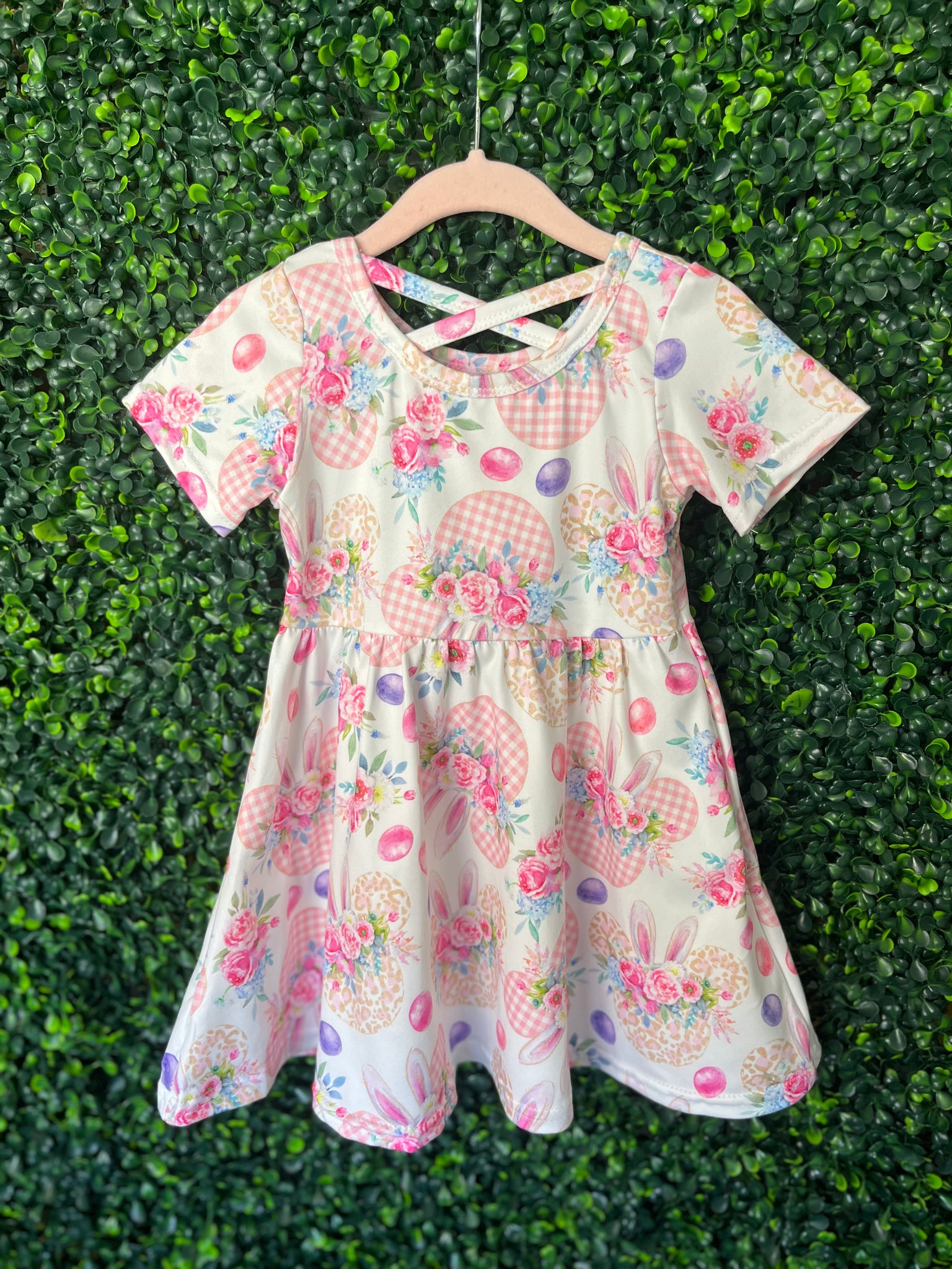 Easter Bunny Floral Dress-Kids Dresses-Grace & Blossom Boutique, a women's online fashion boutique located in Odessa, Florida