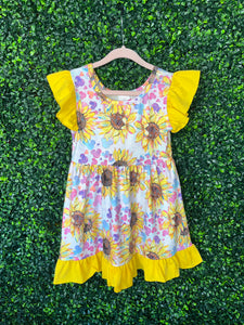 Sunflower Dress-Kids Dresses-Grace & Blossom Boutique, a women's online fashion boutique located in Odessa, Florida