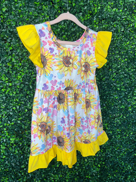 Sunflower Dress-Kids Dresses-Grace & Blossom Boutique, a women's online fashion boutique located in Odessa, Florida